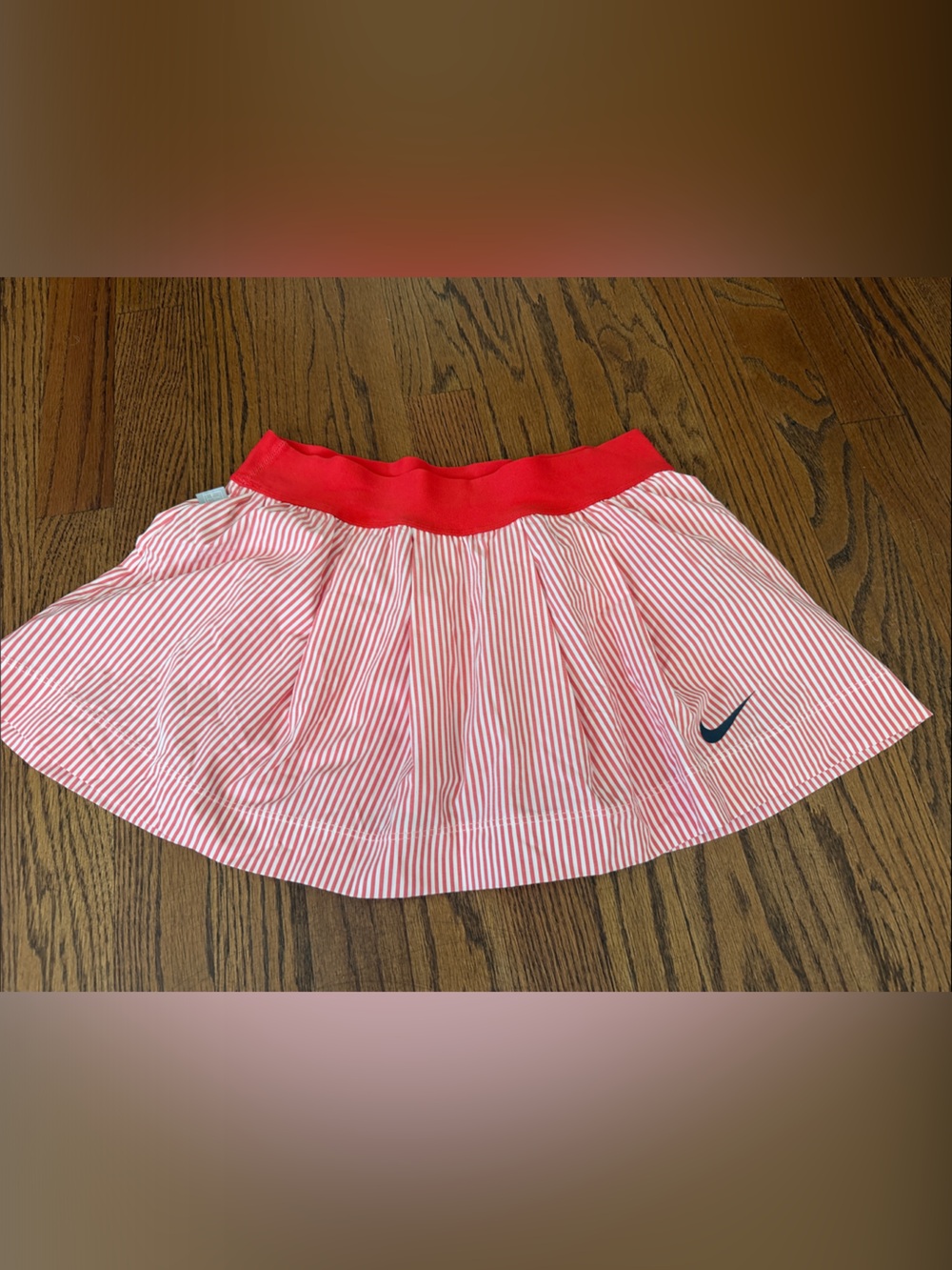 Nike Red & White Striped Workout Skort with Red Waistband. EUC!